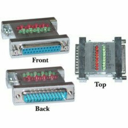 SWE-TECH 3C Serial Check Tester With Green and Red LEDs, DB25 Male to DB25 Female FWT31D3-42200